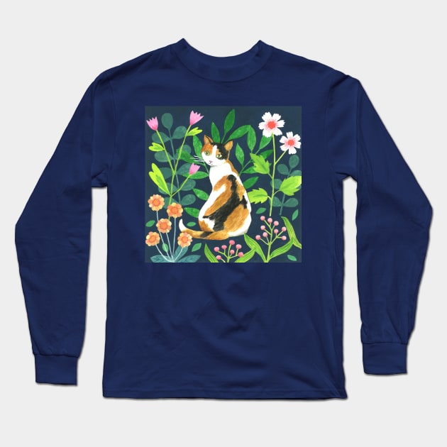 Calico Cat Long Sleeve T-Shirt by AlisonKolesar